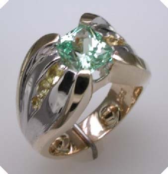 14kt Y_W Green Garnet & Yellow Sapphire